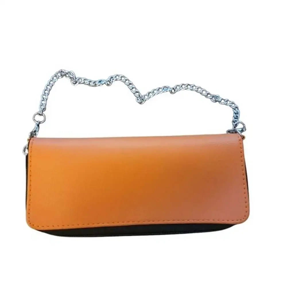 Glam Orange Clutch with Sleek Wristlet Design